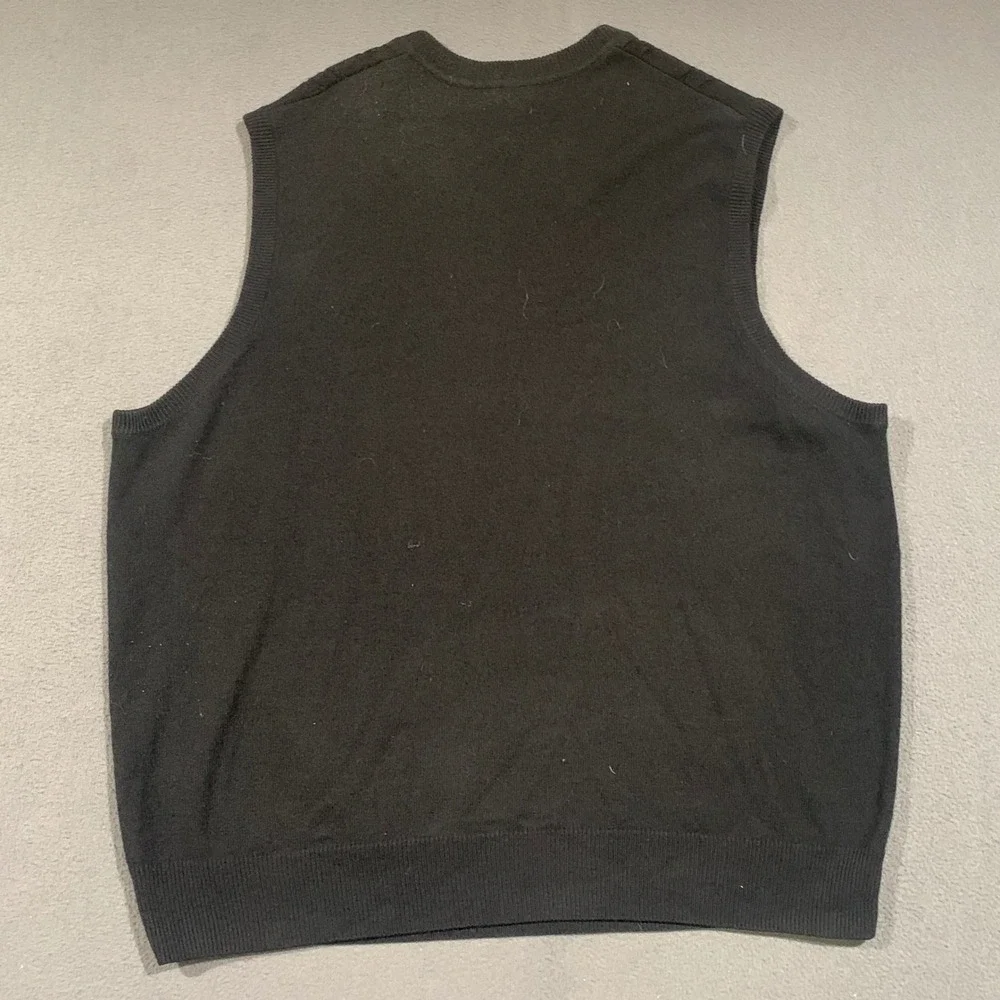 Dockers Sweater Vest Men XXL Black Argyle Cable Knit V-Neck Preppy Academic